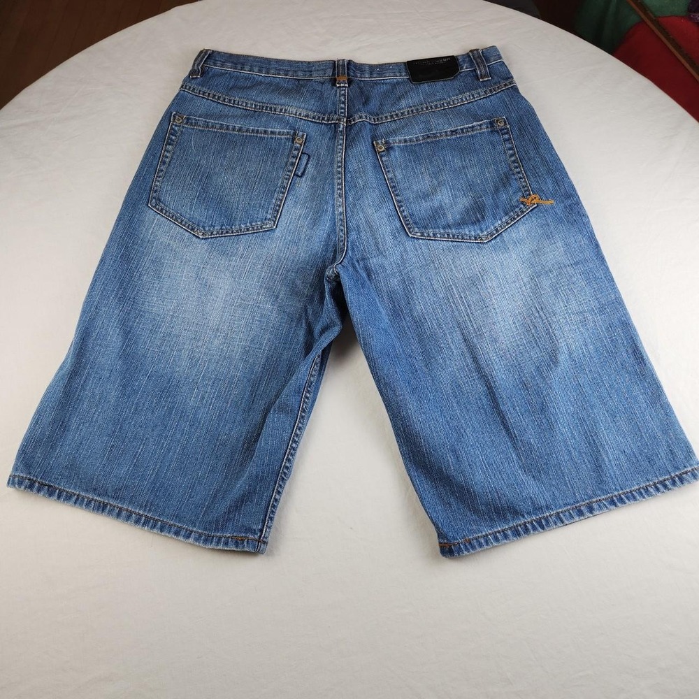 Rocawear Mens Blue Denim Jeans Shorts Jorts Size 36 Vintage Y2K Baggy Skater 90s